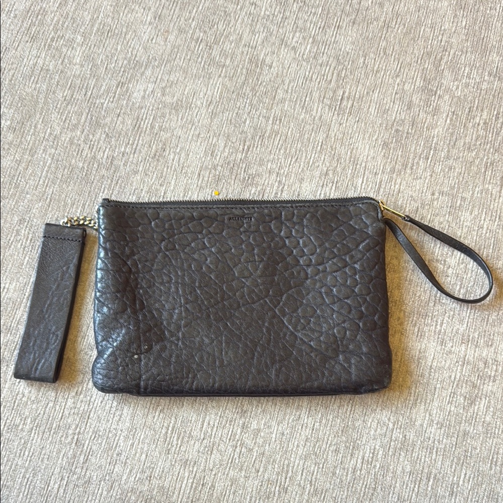 All Saints Black Leather Clutch